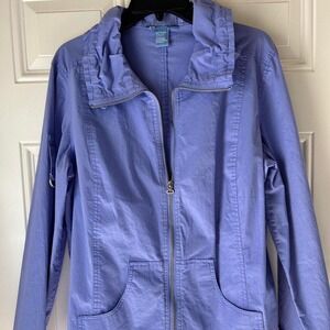 Blue‎ Koret lightweight cotton jacket full zip, featuring hood & pockets